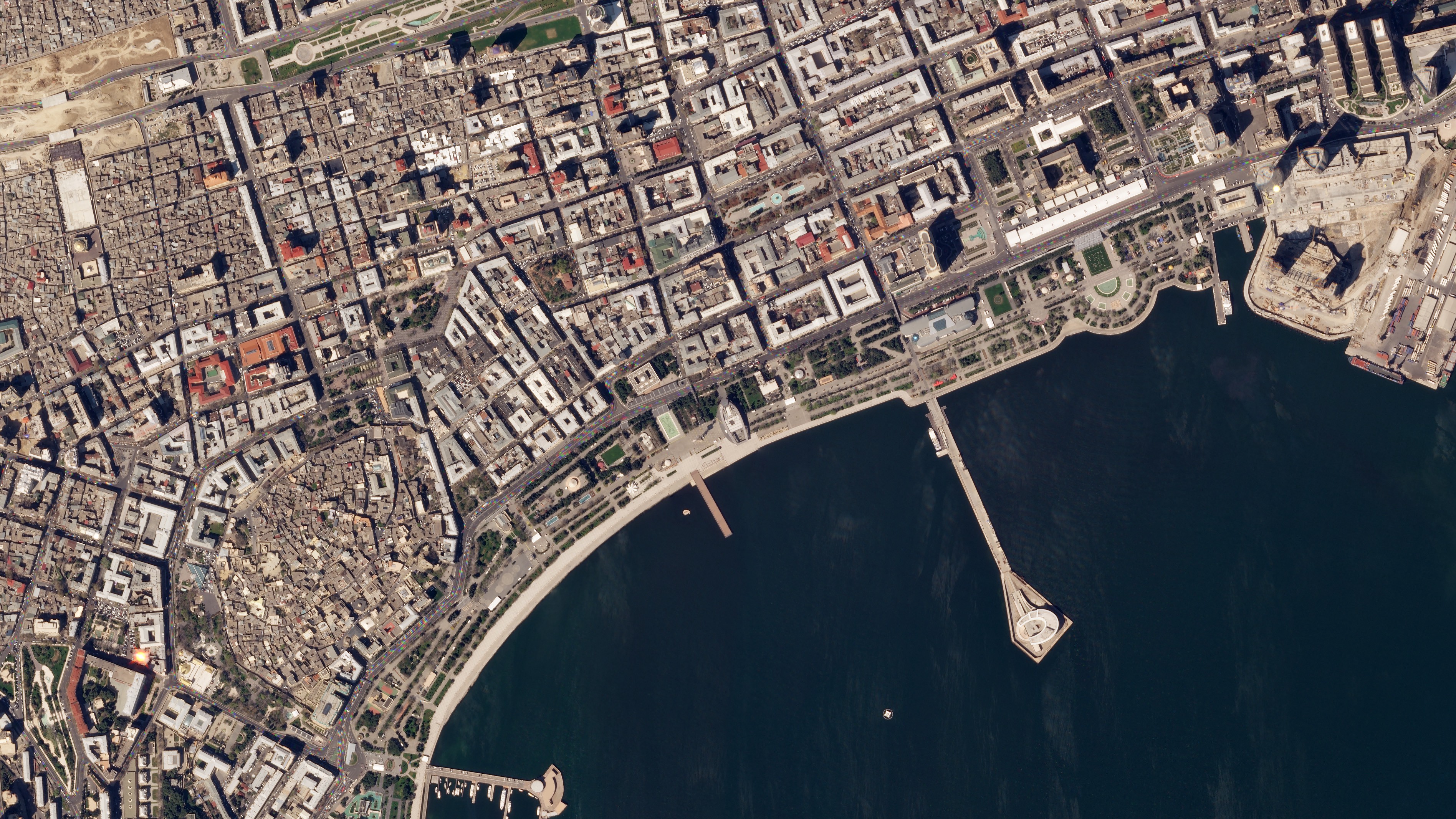 Vista satelital de archivo del circuito urbano de Bakú en 2018, no de la clasificación de 2026