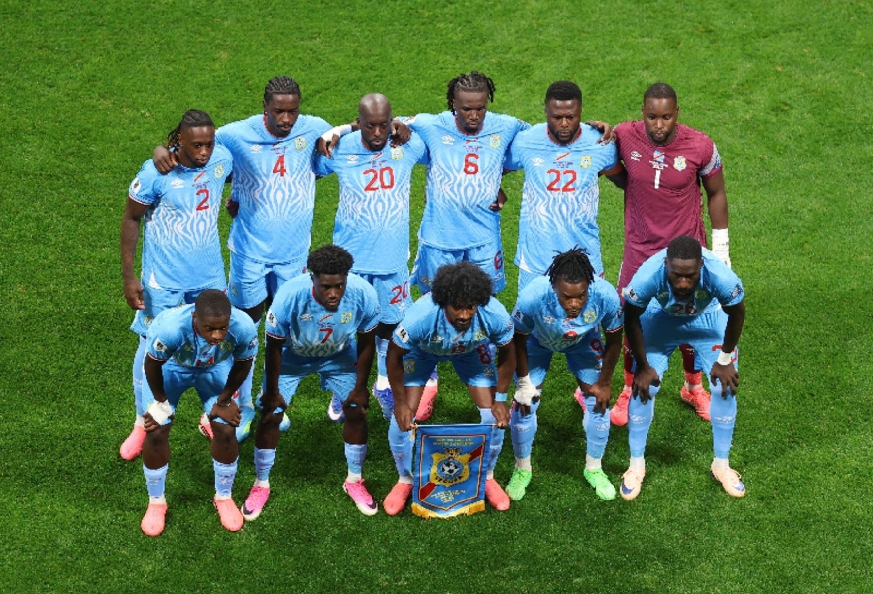 El seleccionado de RD Congo posa antes de enfrentar a Inglaterra en el Mundial 2026